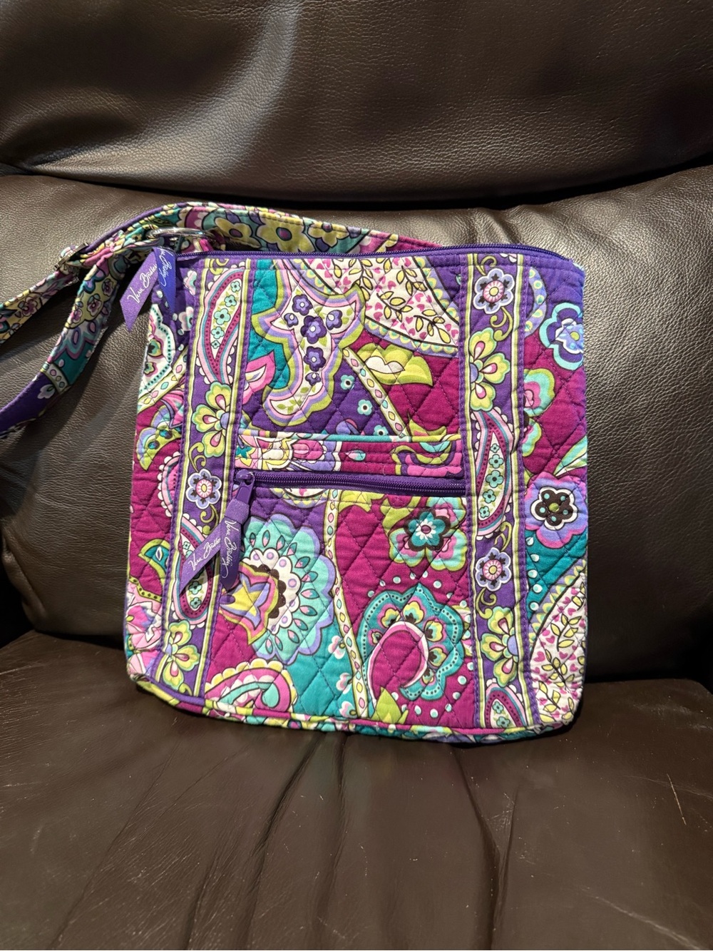 Vera Bradley Purple Paisley Quilted Hipster Crossbody Bag